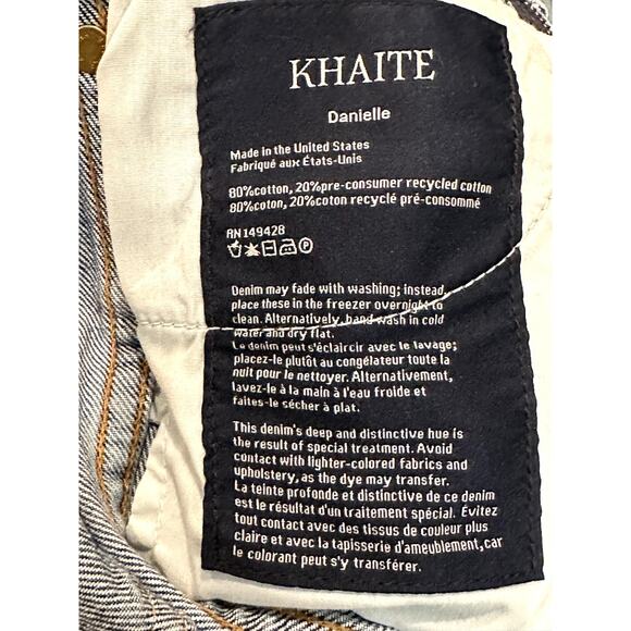 Khaite – Danielle High-Rise Straight Jeans – Blue (Acid-Wash Finish) – Size 24 - Picture 3 of 6